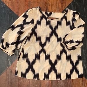 Peaches N Cream cream and Black Lattice 3/4 Sleeve